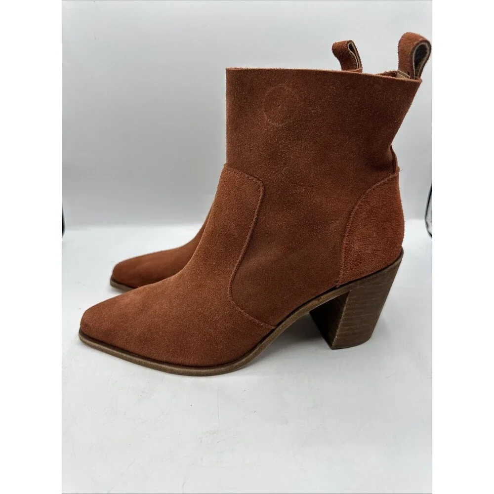 NEW Antonio Melani Red Brown‎ Bishop Suede Boots Women's Size 9.5 M